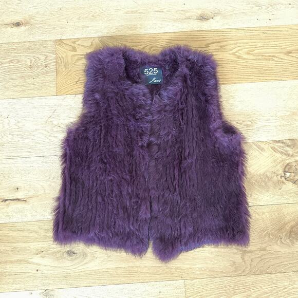 525 America Luxe - Rabbit Fur Sleeveless Vest in Deep Purple - Picture 1 of 4